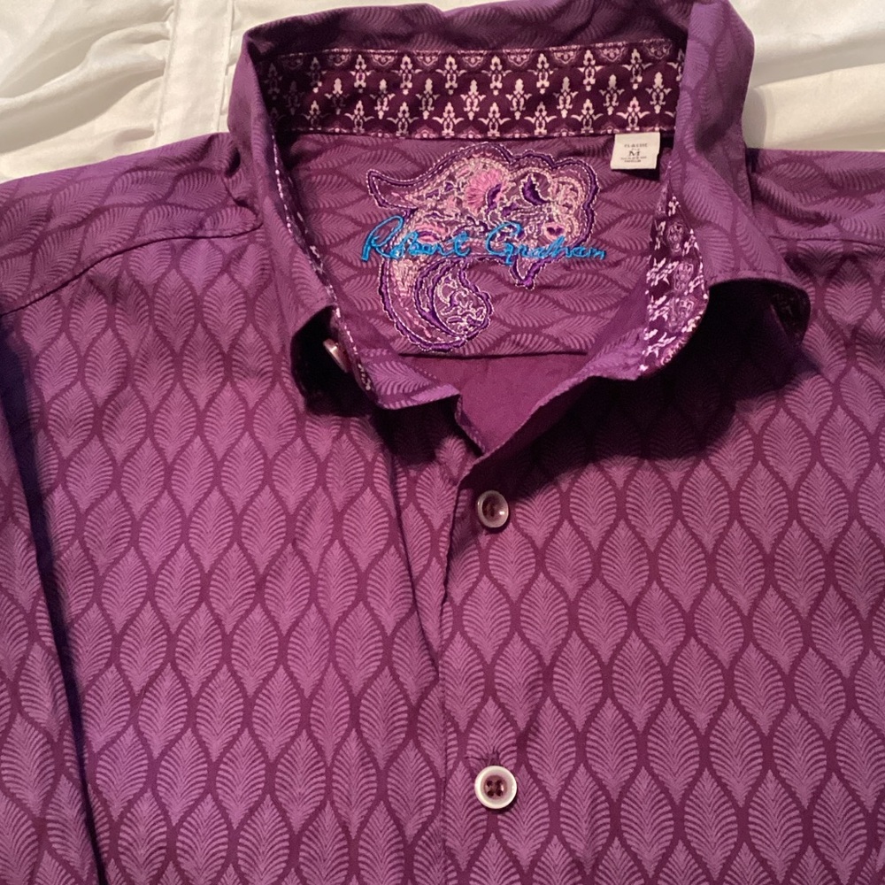 Robert Graham Purple Paisley-Accented Dress Shirt